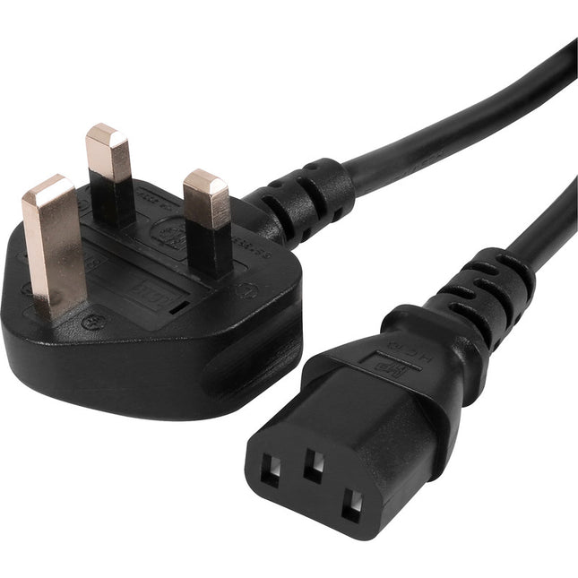 Exten 2m IEC cable with 3 pin plug (kettle lead)